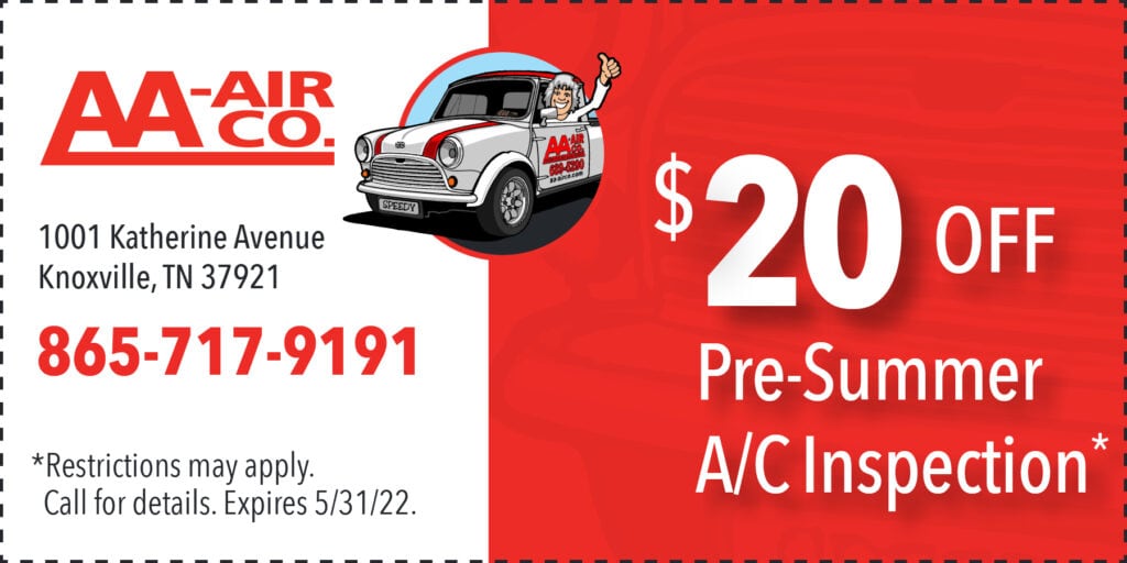 $20 Off Pre-Summer A/C Inspection. Restrictions may apply. Call for details. Expires 5/31/22.